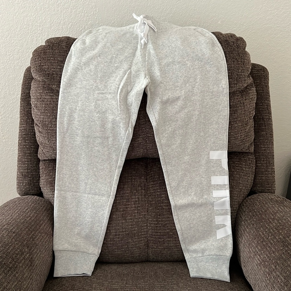 PINK sweatpants, size M, gray, new with tags.
